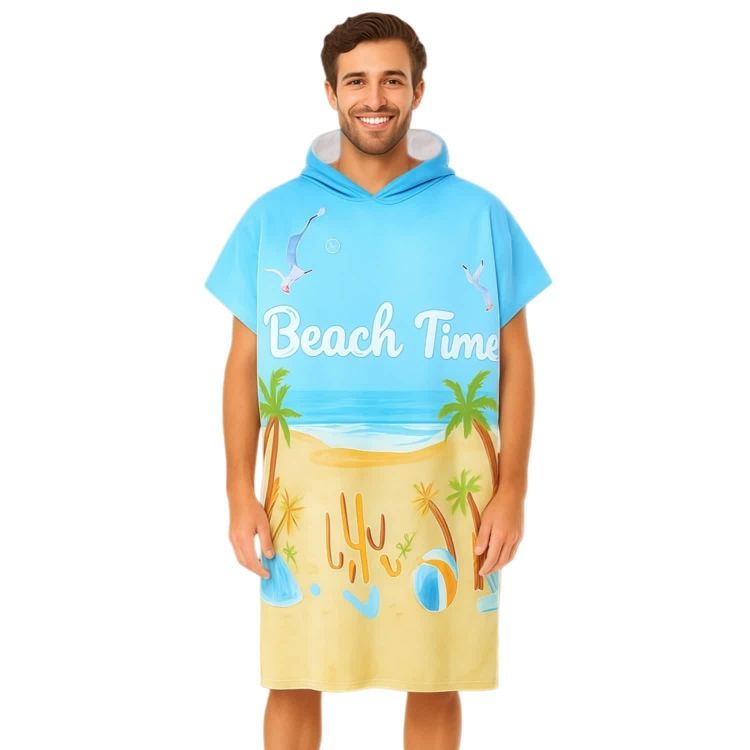 Picture of 100% Cotton Sublimation Hoody Towel Surf Poncho Without Pocket