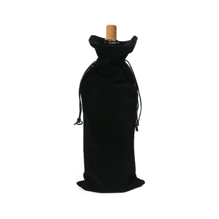 Picture of Drawstring Velvet Wine Bottle Bag