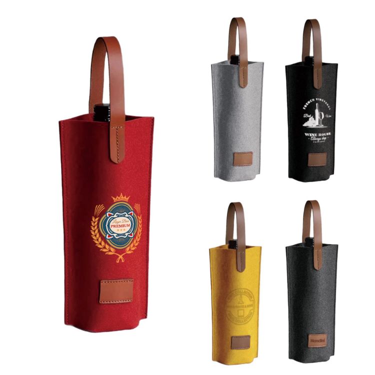 Picture of Felt Single Bottle Wine Bag