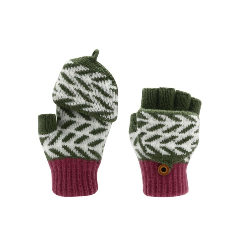 Picture of Kids Jacquard Fingerless Gloves with Flip Cover