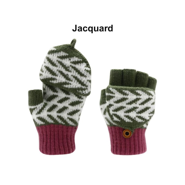 Picture of Kids Jacquard Fingerless Gloves with Flip Cover