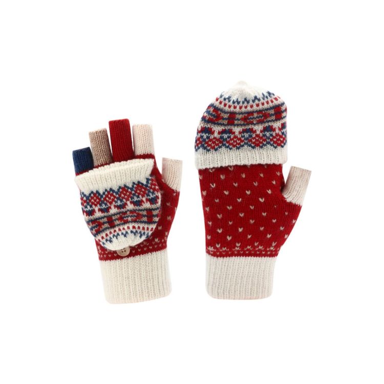 Picture of Adults Jacquard Fingerless Gloves with Flip Cover