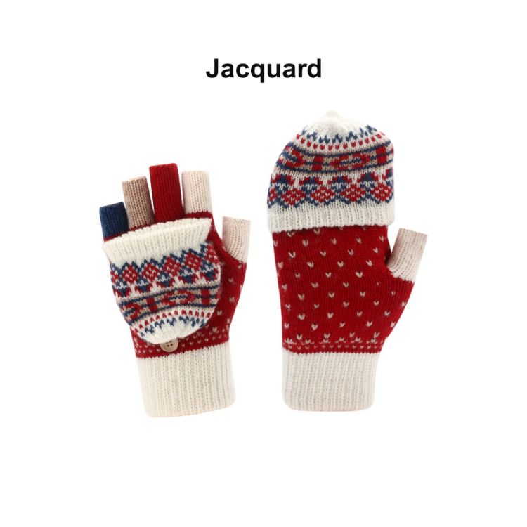 Picture of Adults Jacquard Fingerless Gloves with Flip Cover