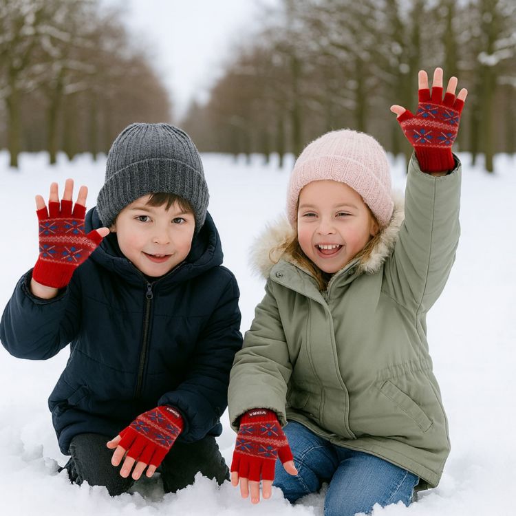 Picture of Kids Jacquard Fingerless Gloves