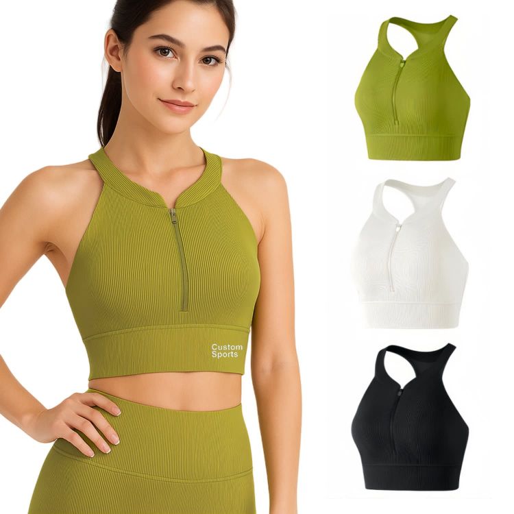 Picture of Women's Zip-Front Racerback Yoga Crop Bra Tank