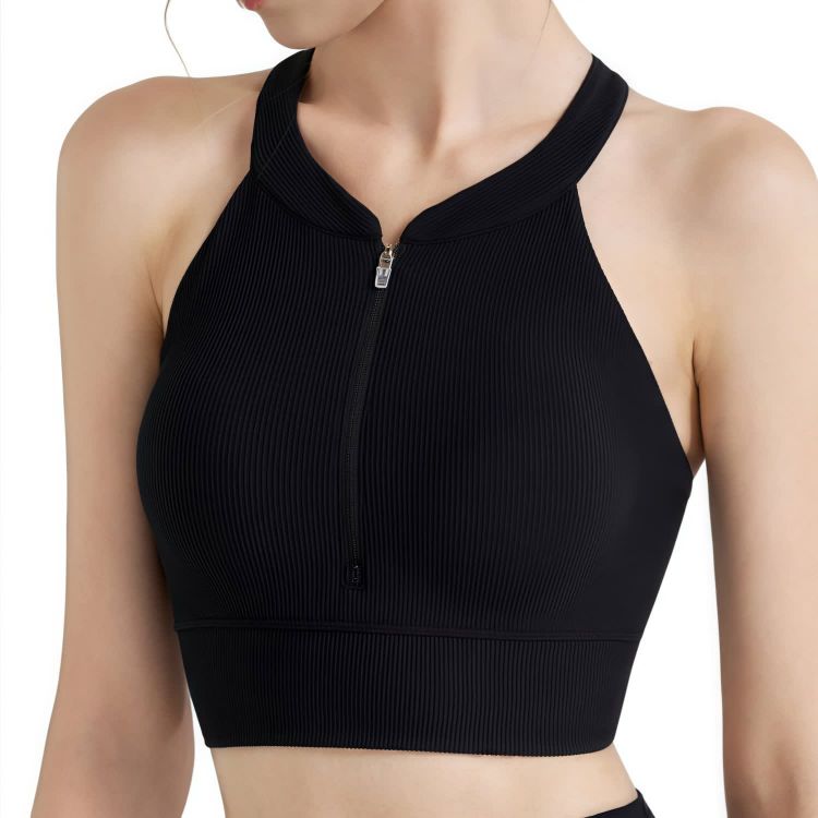 Picture of Women's Zip-Front Racerback Yoga Crop Bra Tank