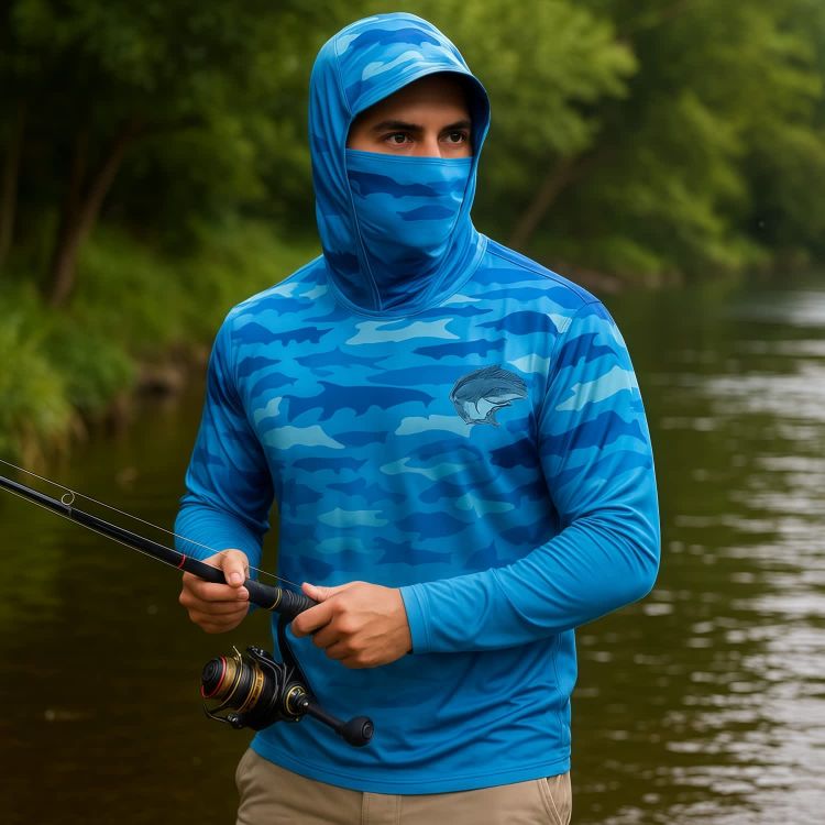Picture of Men's Polyester Spandex Sublimated Sun Protection Fishing Hoodie