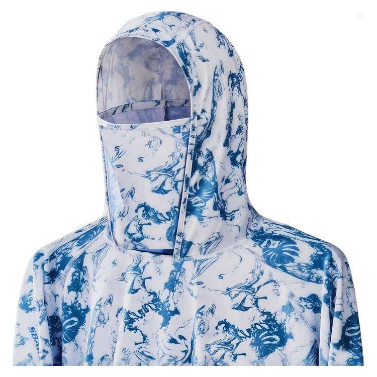 Picture of Men's Polyester Spandex Sublimated Sun Protection Fishing Hoodie With Pocket