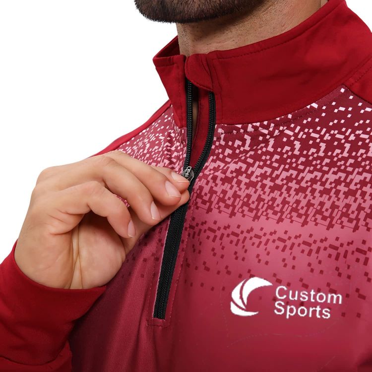 Picture of Polyester Spandex Sublimated Stand-Up Collar 1/4 Zip Splicing Raglan Jacket
