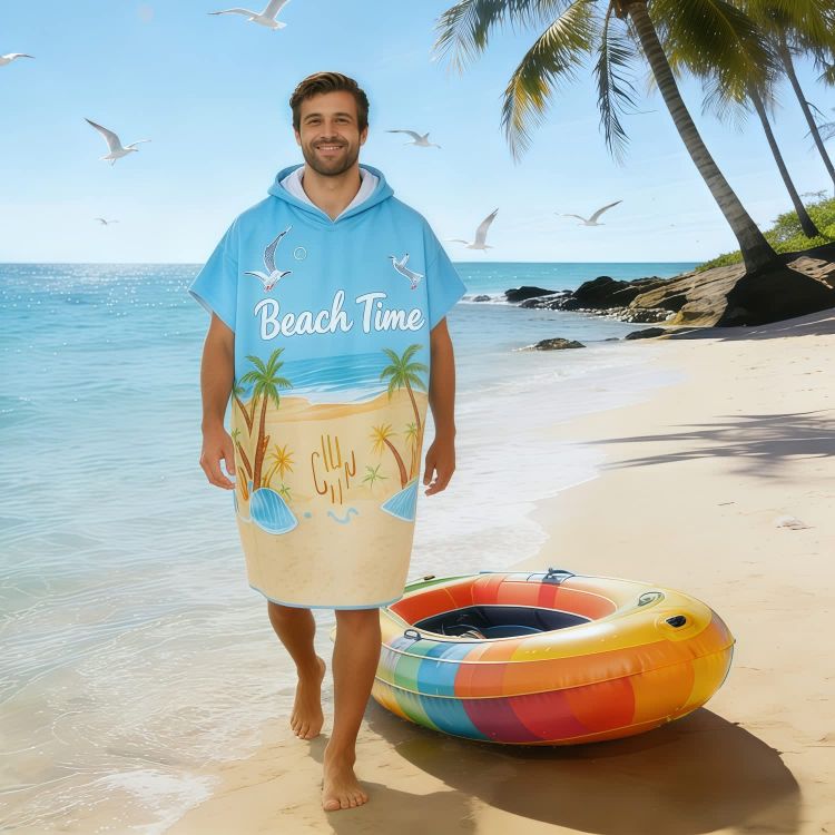 Picture of 100% Cotton Sublimation Hoody Towel Surf Poncho Without Pocket