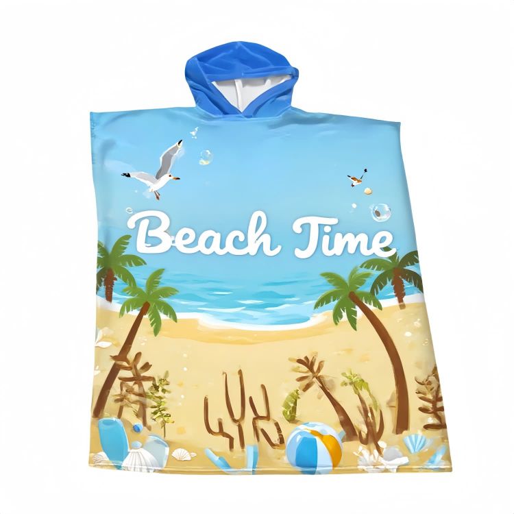 Picture of 100% Cotton Sublimation Hoody Towel Surf Poncho Without Pocket
