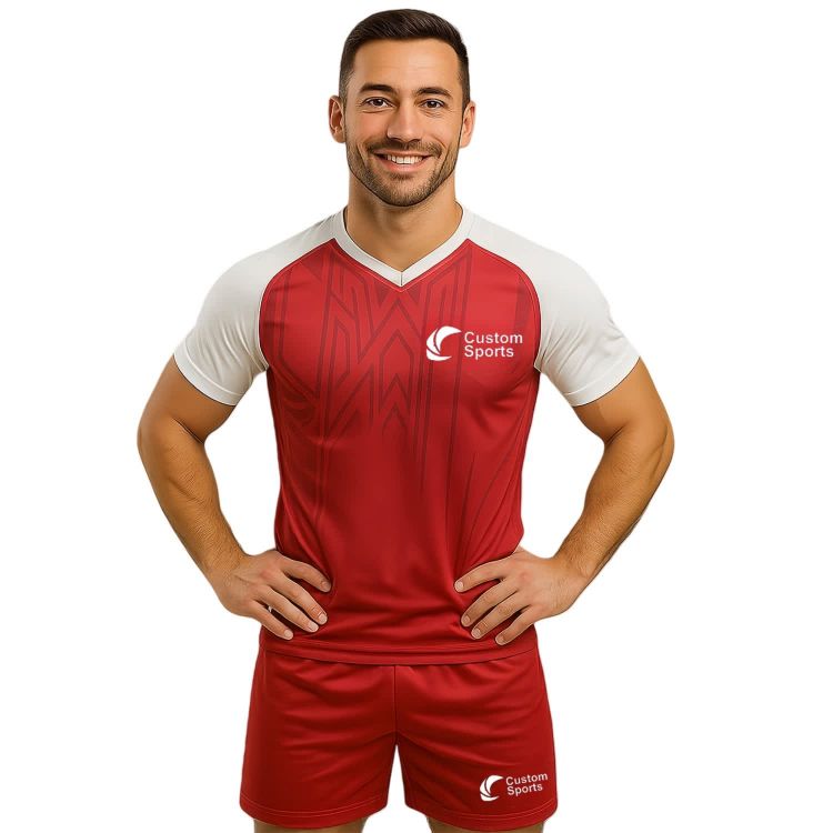 Picture of 100% Polyester Micro Mesh Sublimated V-Neck Raglan Sport Tee Shirt