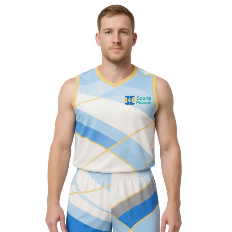 Picture of 100% Polyester Sublimated Breathable Small V-Neck Sleeveless Sport Jersey