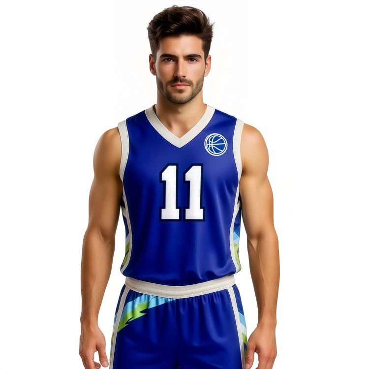 Picture of 100% Polyester Sublimated Breathable V-Neck Sleeveless Sport Jersey