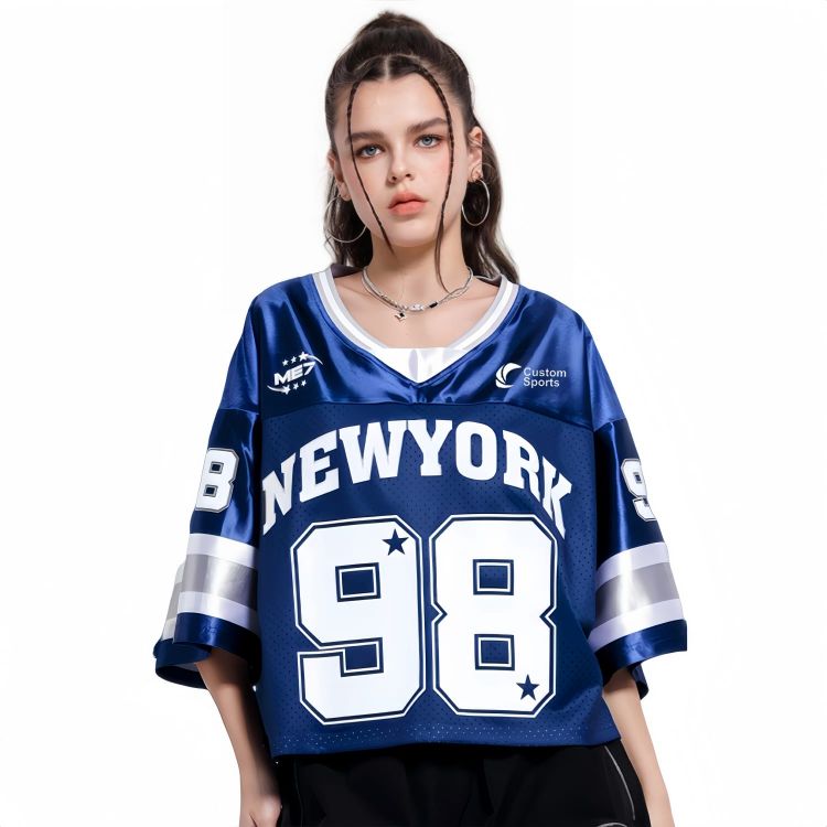 Picture of 100% Polyester Unisex Sublimation Crop Splicing Retro Jersey