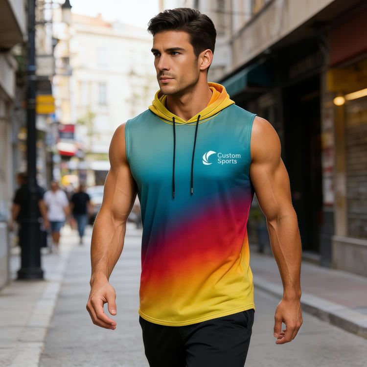 Picture of 100% Polyester Micro Mesh Sublimated Sleeveless Hoodie