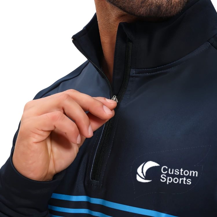 Picture of Polyester Spandex Sublimated High Stand-Up Collar  1/4 Zip Raglan Jacket