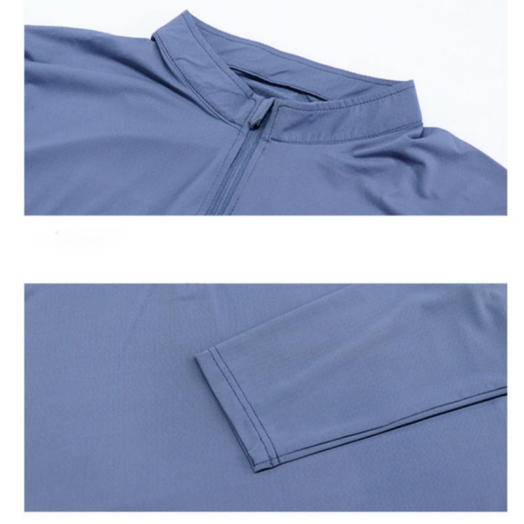 Picture of Polyester Spandex Sublimated Stand-Up Collar  1/4 Zip Splicing Long Sleeves Shirt