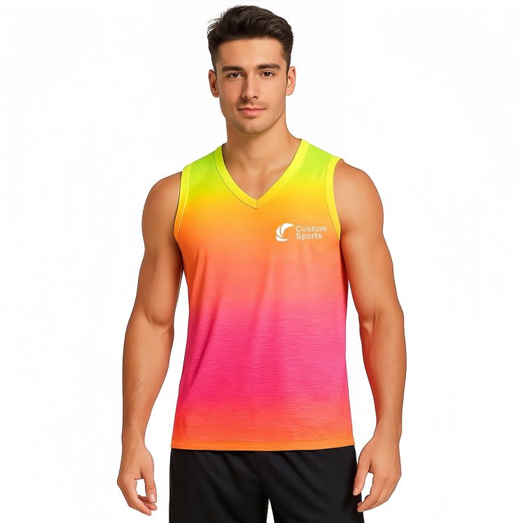 Picture of 100% Polyester Micro Mesh Sublimated V-Neck Singlet
