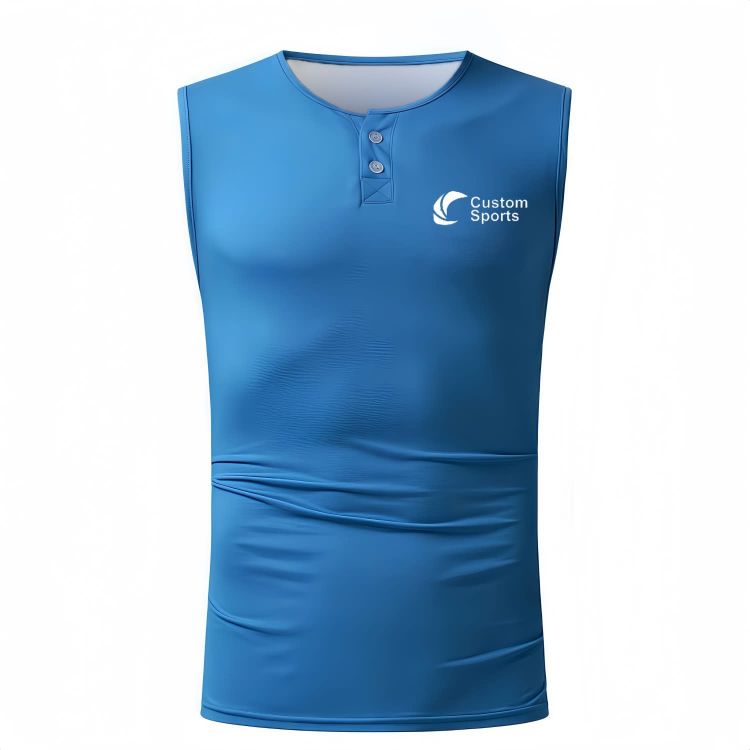 Picture of 100% Polyester Micro Mesh Sublimated Small V-Neck Buttoned Singlet