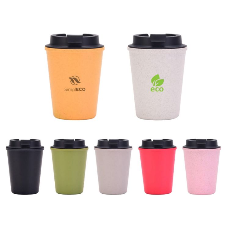 Picture of 350ML Double Wall Wheat Straw Water Cup with Lid