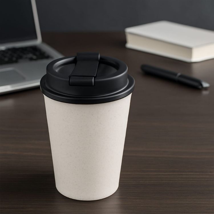 Picture of 350ML Double Wall Wheat Straw Water Cup with Lid