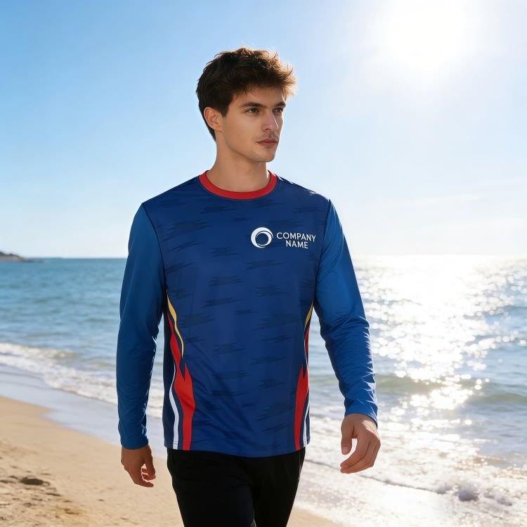 Picture of Men's Polyester Spandex Sublimated Sun Protection Long-sleeved T-shirt
