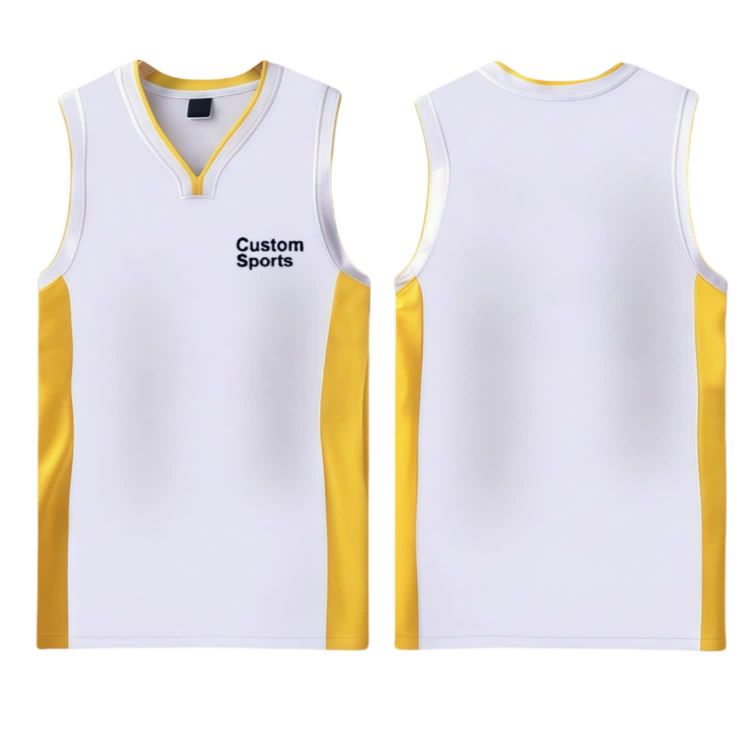 Picture of 100% Polyester Sublimated Curved V-Neck Sleeveless Sport Jersey