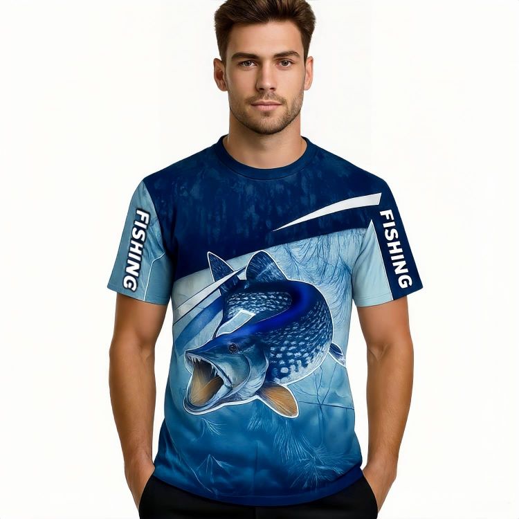 Picture of Men's Polyester Spandex Ice Silk Sublimated Sun Protection Fishing T-shirt