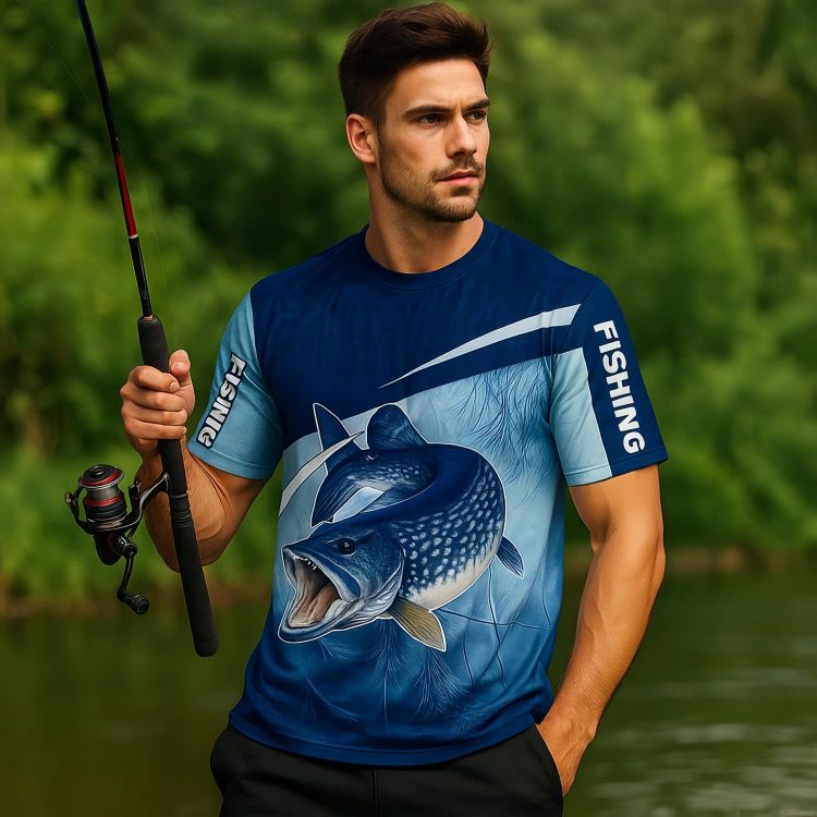 Picture of Men's Polyester Spandex Ice Silk Sublimated Sun Protection Fishing T-shirt