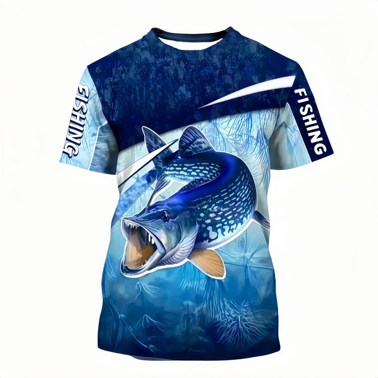 Picture of Men's Polyester Spandex Ice Silk Sublimated Sun Protection Fishing T-shirt