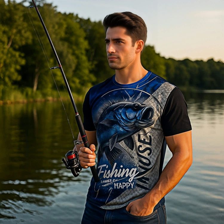 Picture of Men's Polyester Spandex Ultra Mesh Sublimated Sun Protection Fishing T-shirt