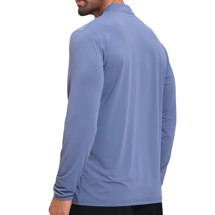 Picture of Polyester Spandex Sublimated Stand-Up Collar  1/4 Zip Splicing Long Sleeves Shirt