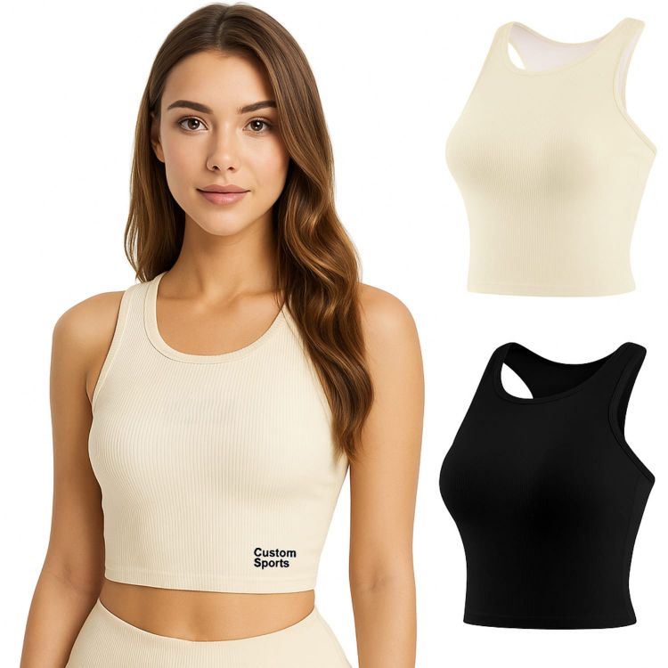 Picture of Women's Seamless Wide-Strap Racerback Yoga Bra Tank