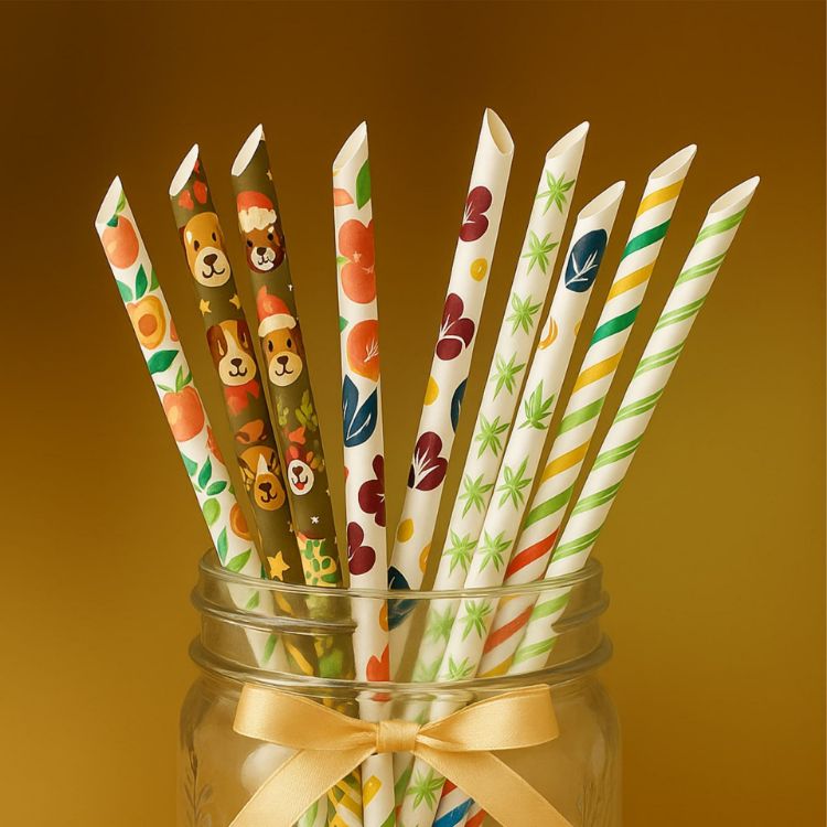 Picture of Custom Disposable 4-Ply Straight Angled Paper Straws