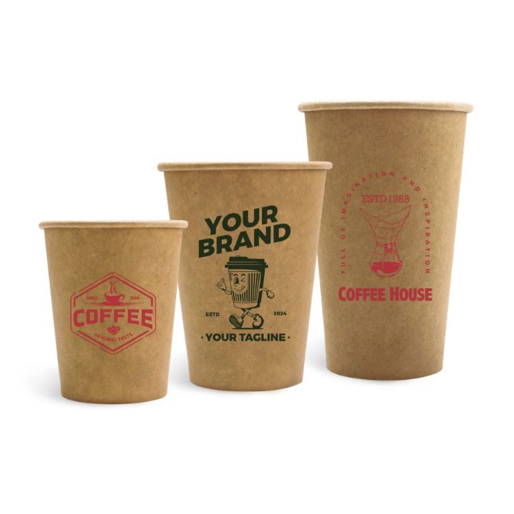 Picture of Home Compostable Aqueous Single Wall Kraft Paper Cups