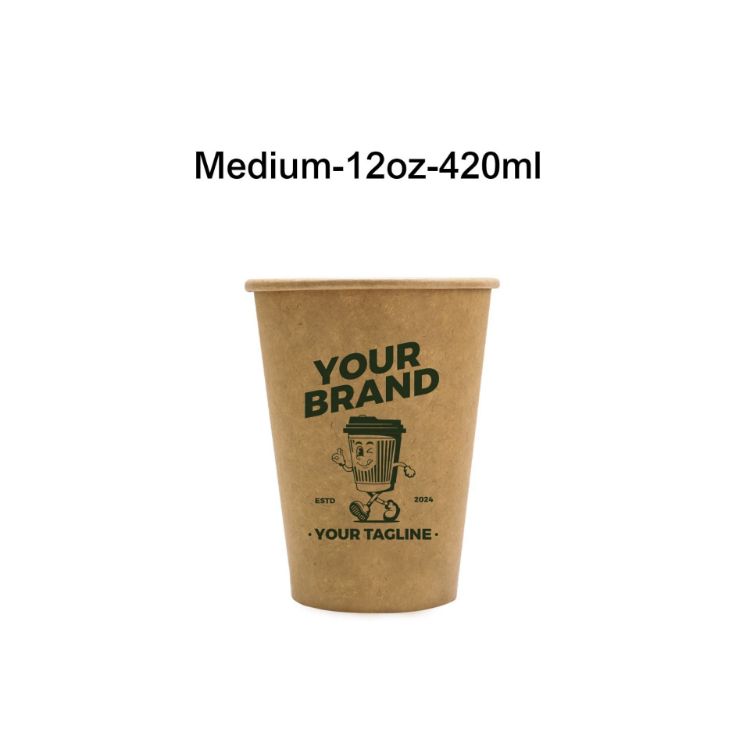Picture of Home Compostable Aqueous Single Wall Kraft Paper Cups