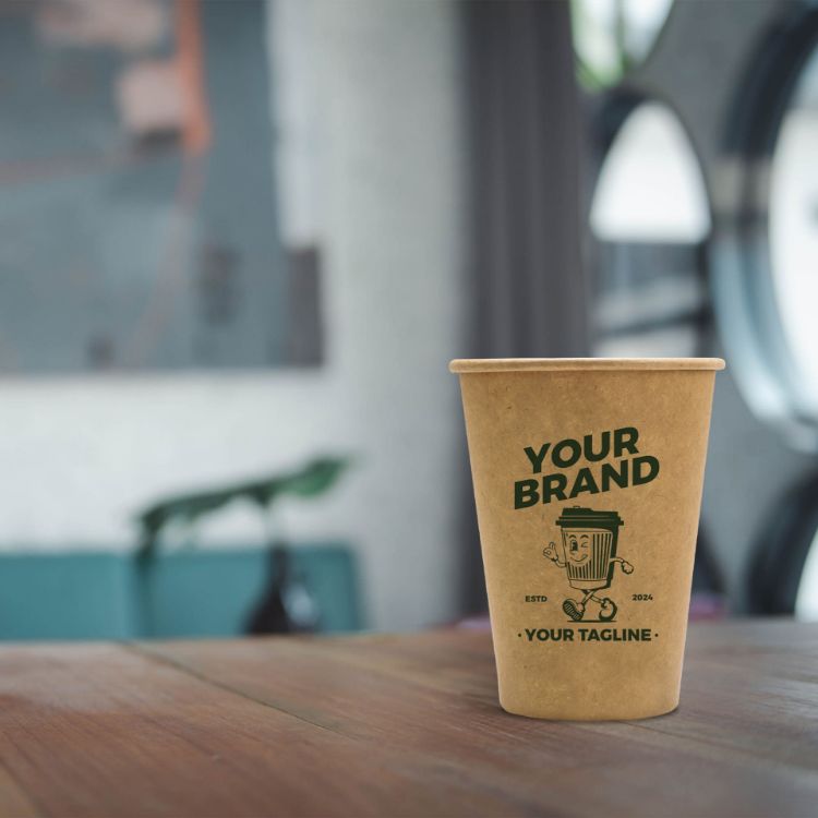 Picture of Home Compostable Aqueous Single Wall Kraft Paper Cups