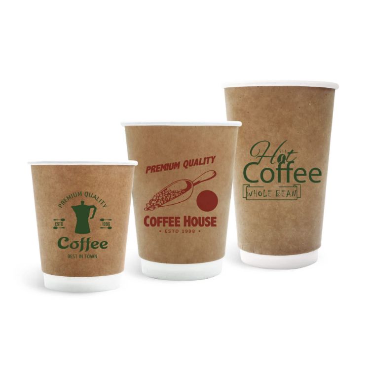 Picture of PLA Double Wall Compostable Kraft Paper Cups