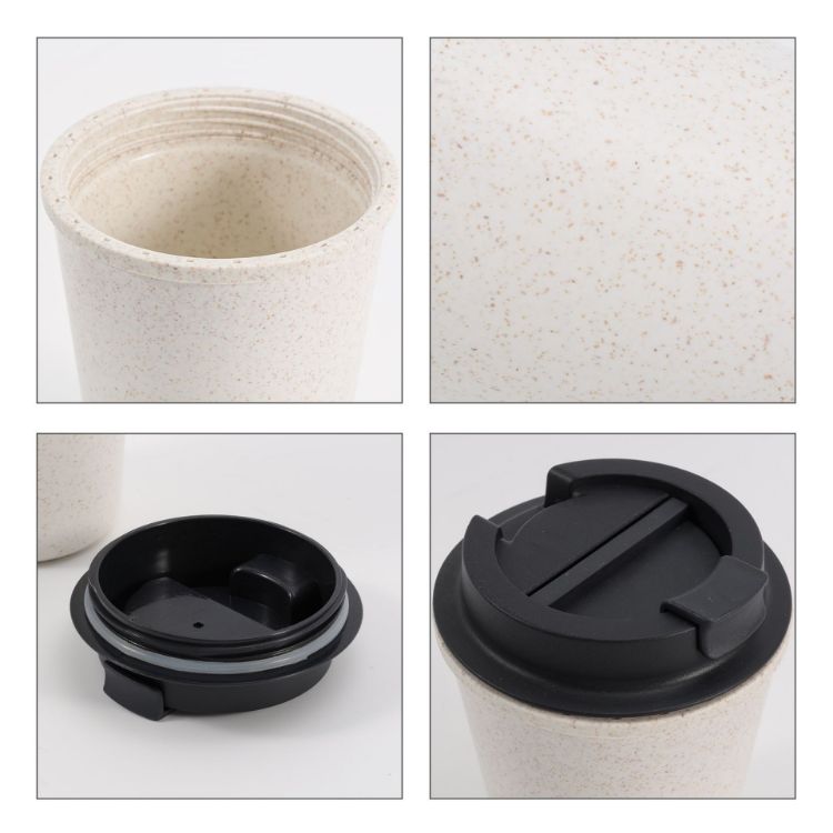 Picture of 350ML Double Wall Wheat Straw Water Cup with Lid