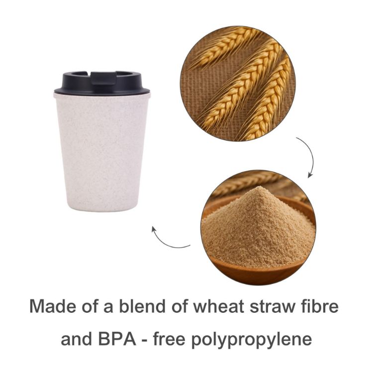 Picture of 350ML Double Wall Wheat Straw Water Cup with Lid