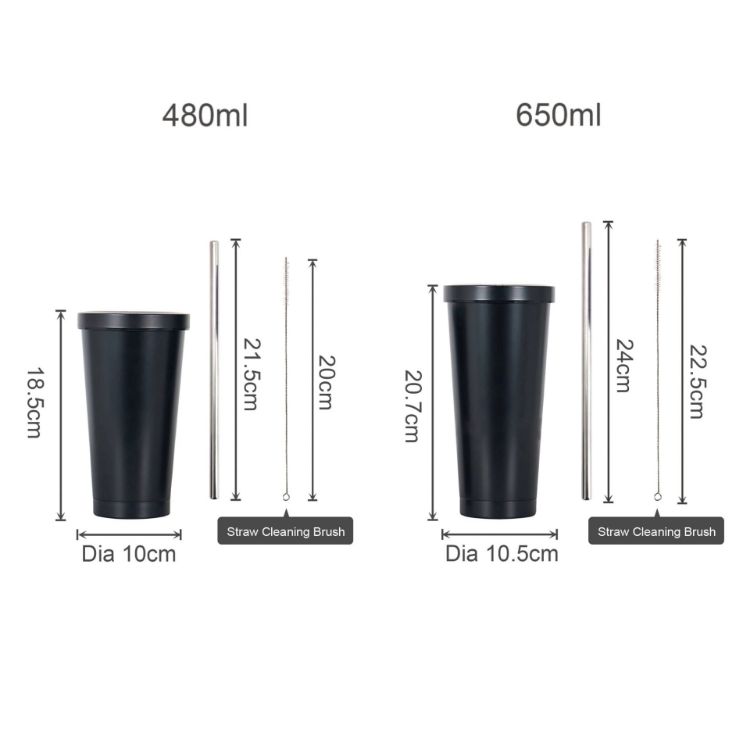 Picture of 480ML/650ML Double Wall Stainless Steel Tumbler with Straw