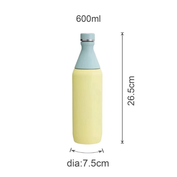 Picture of 600ML Stainless Steel 2 in 1 Double Wall Slim Bottle