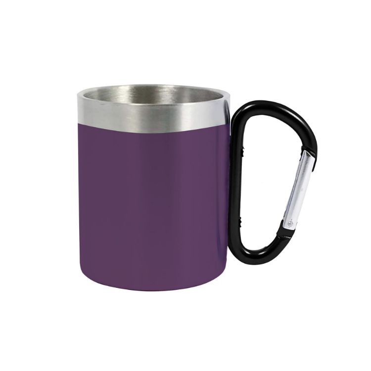 Picture of 200ML Recycled Stainless Steel Double Walled Mug with Carabiner Handle