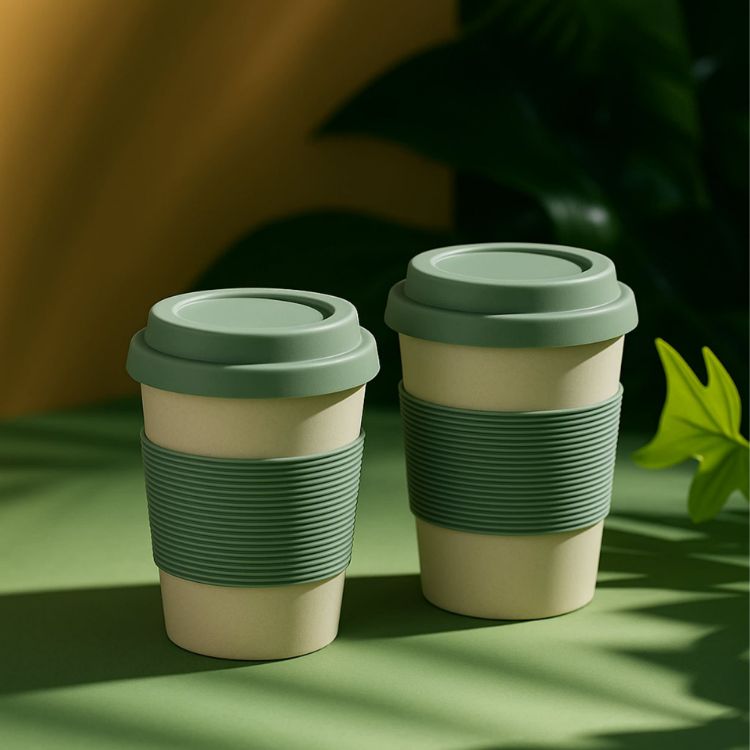 Picture of 350ML Bamboo Fibre Coffee Cup with Silicone Lid