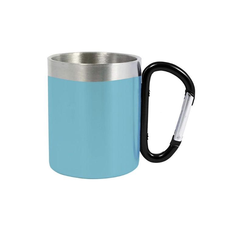 Picture of 200ML Recycled Stainless Steel Double Walled Mug with Carabiner Handle