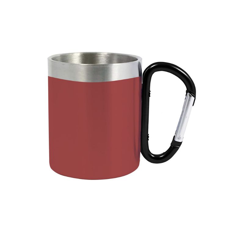 Picture of 200ML Recycled Stainless Steel Double Walled Mug with Carabiner Handle
