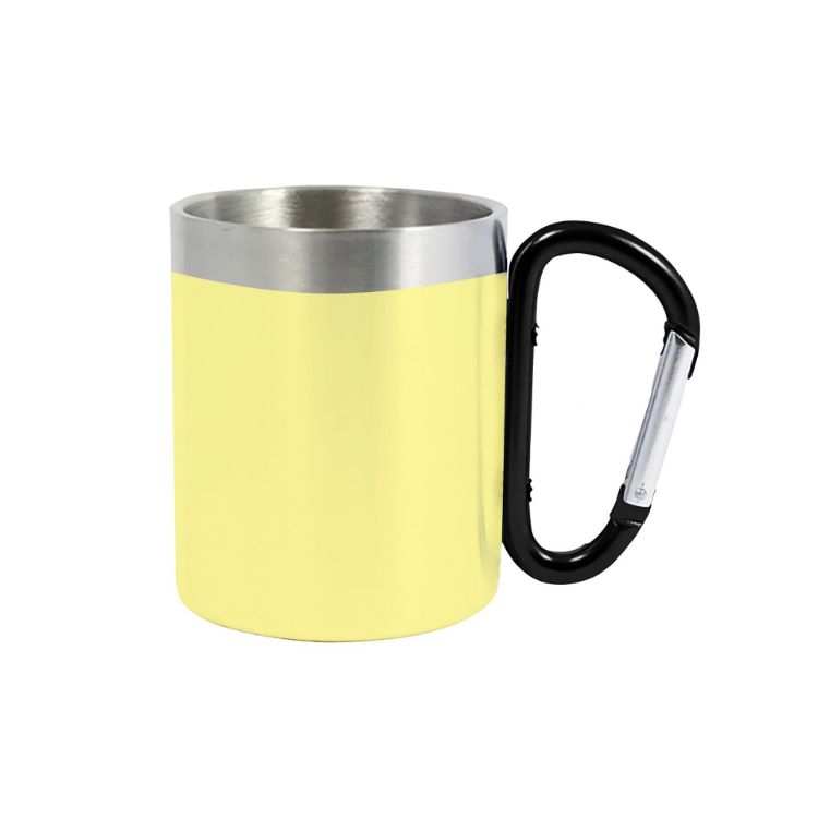Picture of 200ML Recycled Stainless Steel Double Walled Mug with Carabiner Handle