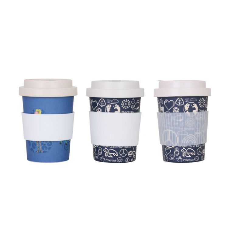 Picture of 350ml Reusable Bamboo Coffee Cup with Screw Lid