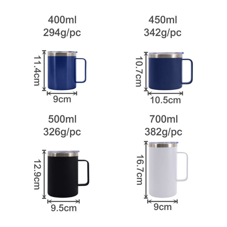 Picture of 400ML/450ML/500ML/700ML Stainless Steel Cup with Handle